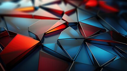 abstract geometric shapes in blue and red colors, digital background - obrazy, fototapety, plakaty