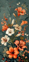 Vintage Botanical Illustration with Muted Floral Patterns Generative AI