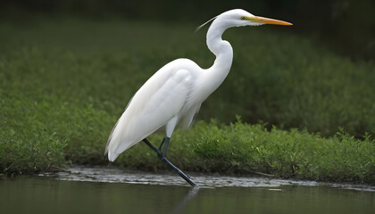 Obraz premium Great White Egret bird Stock Photo,Egret bird photography.Wildlife Photography, Generative AI