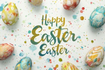 Postcard Happy Easter Watercolor