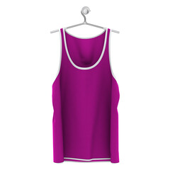 Visualize your designs with just a few clicks on this Front View Stylish Tank Top Mockup In Striking Purple Color On Hanger.
