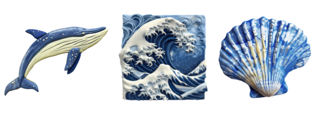 Refrigerator magnets decoration set. Ocean, sea lover concept