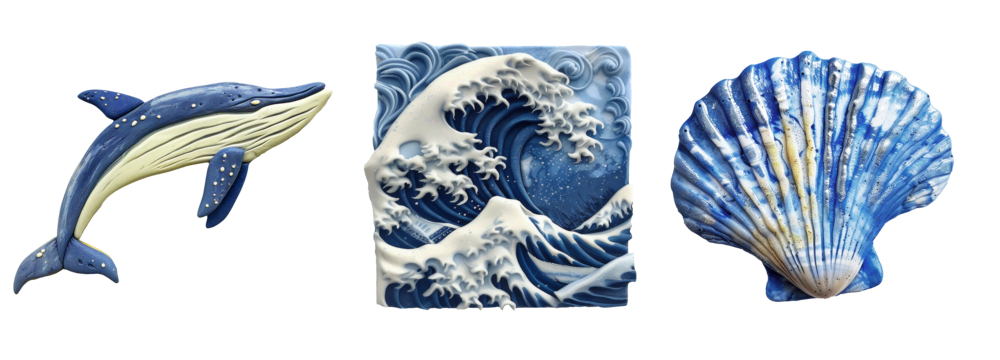 Refrigerator magnets decoration set. Ocean, sea lover concept