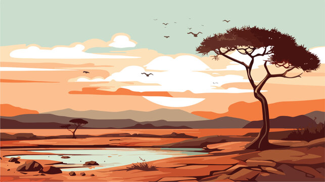 A scenic landscape as imagined flat vector