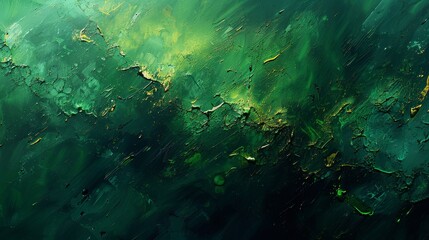 Fototapeta na wymiar Oil Painting of Green Brush Strokes
