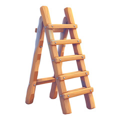 Brightly Colored Wooden Stepladder in Cartoon Style