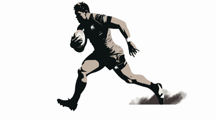 Fototapeta na wymiar Athletic Male Rugby Player Silhouette flat vector iso