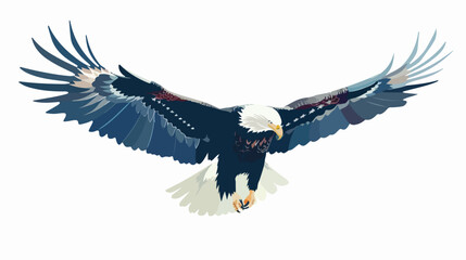 Bald eagle and american flag flat vector isolated on
