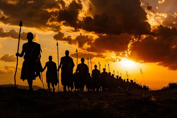 silhouette of Gideon's army, biblical story of God's power and strength - obrazy, fototapety, plakaty