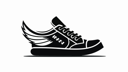 Black and white plato winged shoe icon and logo illus