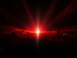 Red light flare isolated black background