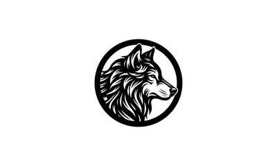 wolf face highly detailed mascot vector black and white sketch logo icon