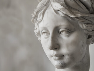 Close-up of a marble statue revealing intricate details and textures