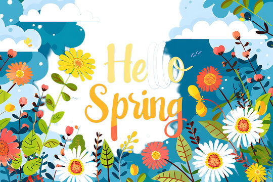 Vector spring background with colorful flowers