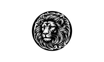 lion face highly detailed mascot vector black and white sketch logo