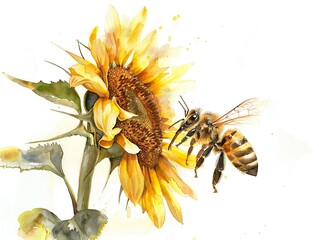 A single bee painted in soft watercolors