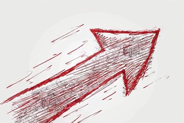 Upward Trajectory Hand-Drawn Red Arrow Sketch Symbolizing Progress, Growth, and Success in Business