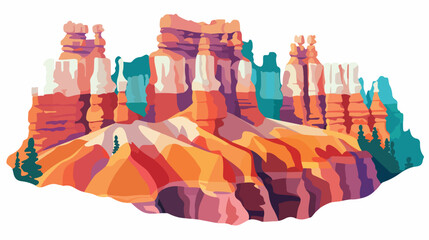 Colorful rocks in Bryce Canyon flat vector