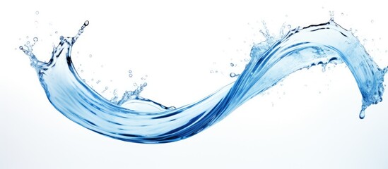 A vivid close-up image of a vibrant blue wave of water captured against a clean and crisp white background - obrazy, fototapety, plakaty