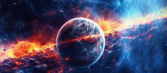 Alien planet inside the interstellar nebula