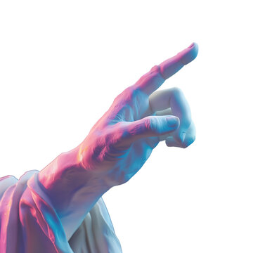 Statue Hand Pointing in Vaporwave Style