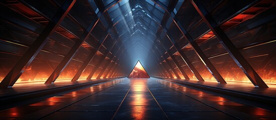 Tron-Inspired Triangular Corridor - obrazy, fototapety, plakaty