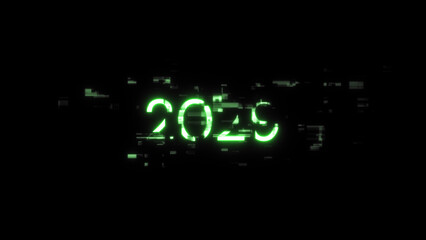 3D rendering 2029 text with screen effects of technological glitches