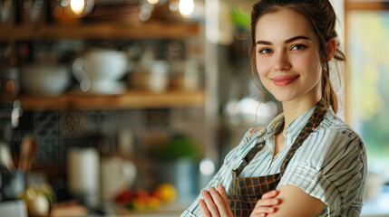 smiling woman in the kitchen