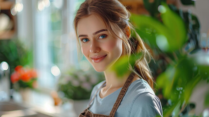 smiling woman in the kitchen