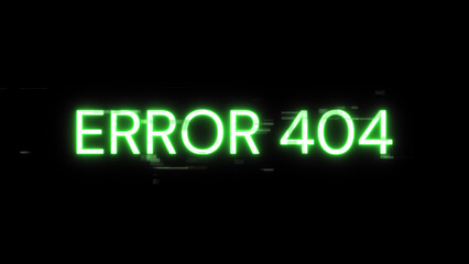 3D rendering error 404 text with screen effects of technological glitches