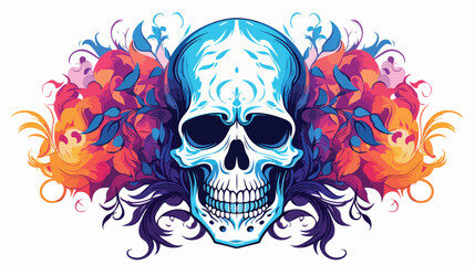 Decorative art background with skull flat vector