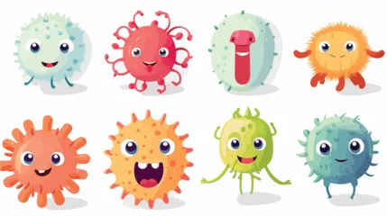 Fotobehang Different interesting funny cartoon figure bacteria © RedFish