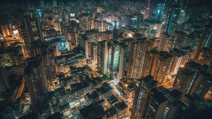 hong kong drone view - obrazy, fototapety, plakaty