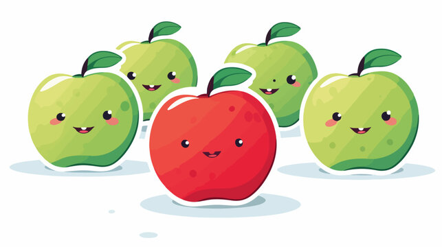 Distressed sticker of a cute cartoon apples flat vect