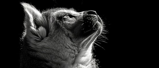  A monochrome picture captures a canine's visage, displaying an open maw and extended tongue