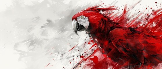  Red parrot, monochromatic face and beak