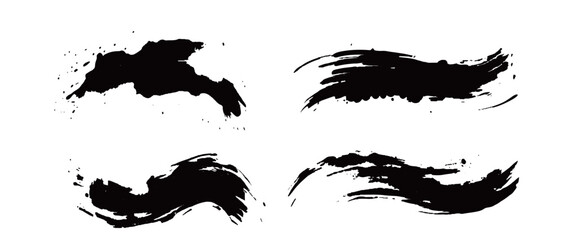 筆の質感　墨　インク　筆模様　波模様筆の筆跡素材。