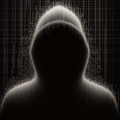 Hacker in dark digital background with Generative AI.