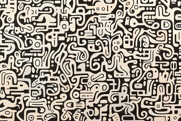 Repeat pattern of abstract line-based glyphs resembling an undecipherable script