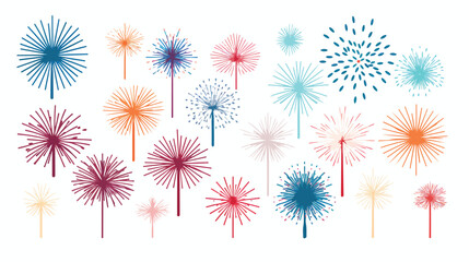 Fireworks flat vector isolated on white background