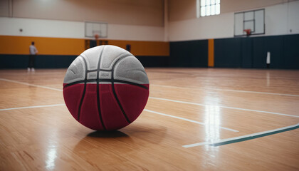 Naklejka premium Poland flag is featured on a basketball. Basketball championship concept.