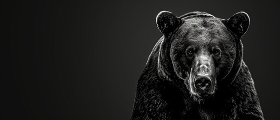 Obraz premium A monochrome portrait of a bear with a stern expression gazing directly into the lens