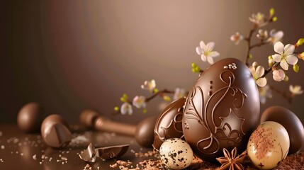 Fototapeta na wymiar easter eggs chocolate background