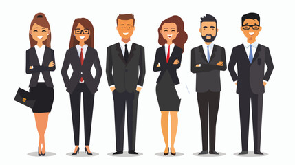 Flat Style Business Team flat vector isolated on white - obrazy, fototapety, plakaty