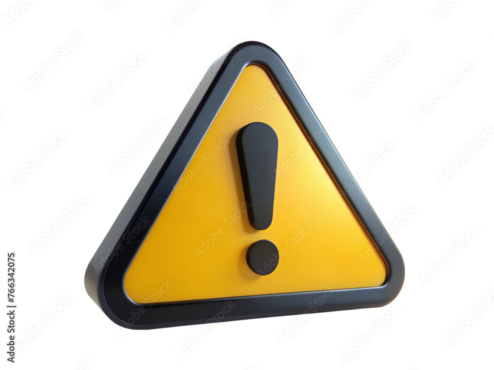 Poster 3d rendering of a triangle warning sign isolated on a transparent background.