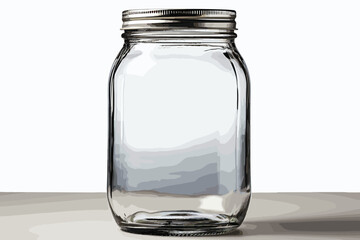 Empty Glass Jar Detail Isolated on White Background. - obrazy, fototapety, plakaty