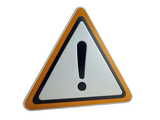 3d rendering of a triangle warning sign isolated on a transparent background.