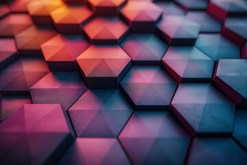 Fototapeta premium Abstract background of colorful hexagons. 3d rendering, 3d illustration.