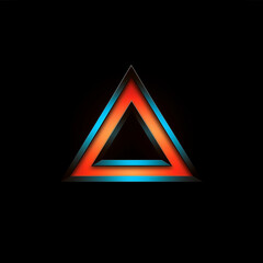 Triangle with orange and blue gradient on black background. Vector illustration.