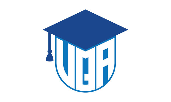 VQA initial letter academic logo design vector template. school college logo, university logo, graduation cap logo, institute logo, educational logo, library logo, teaching logo, book shop, varsity